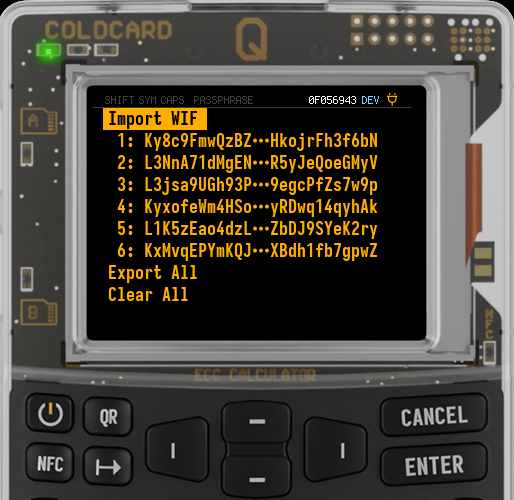 WIF Store menu screen